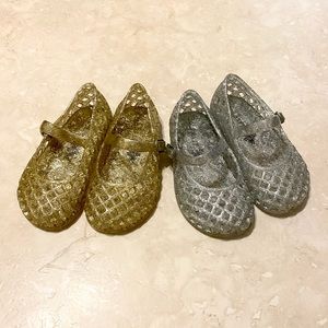 Gold and Silver Sparkle Jelly Shoes - set of 2